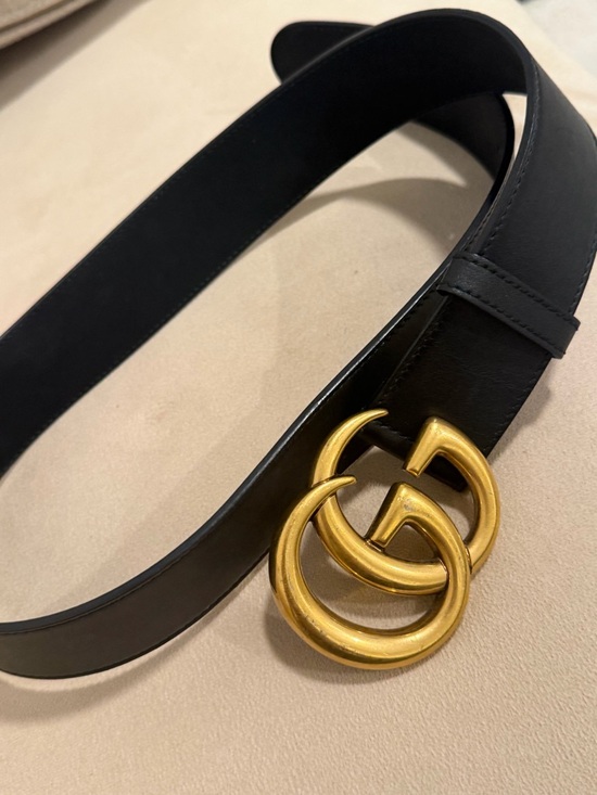 Gucci Accessories - Gucci Black Leather Belt with Gold Interlocking GG Buckle